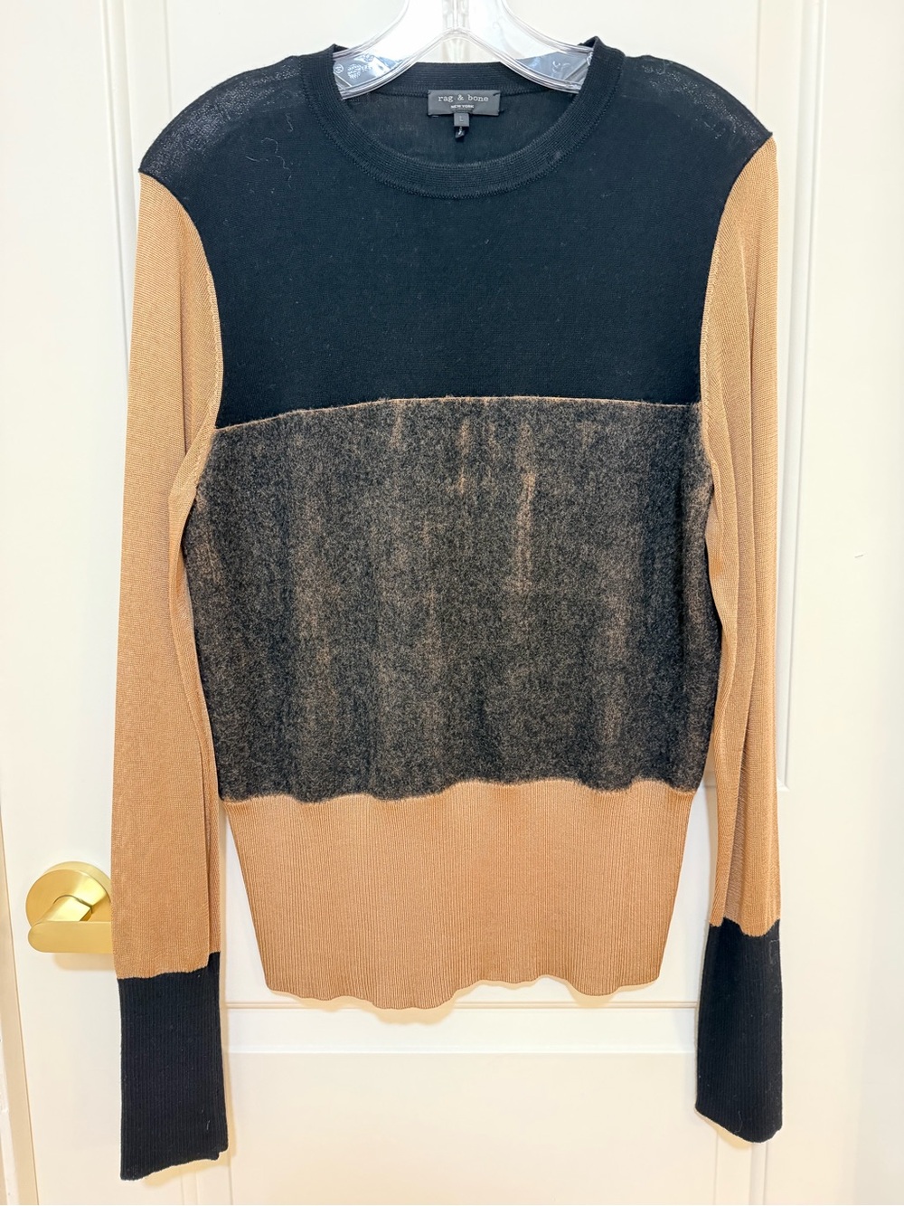 rag & bone Marissa Mixed Media Colorblock Crewneck Sweater